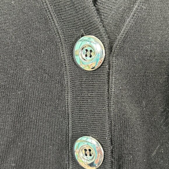 Lady Hathaway Sweater Womens Small Cardigan Black Merino Wool Long Sleeve Button - Picture 3 of 8